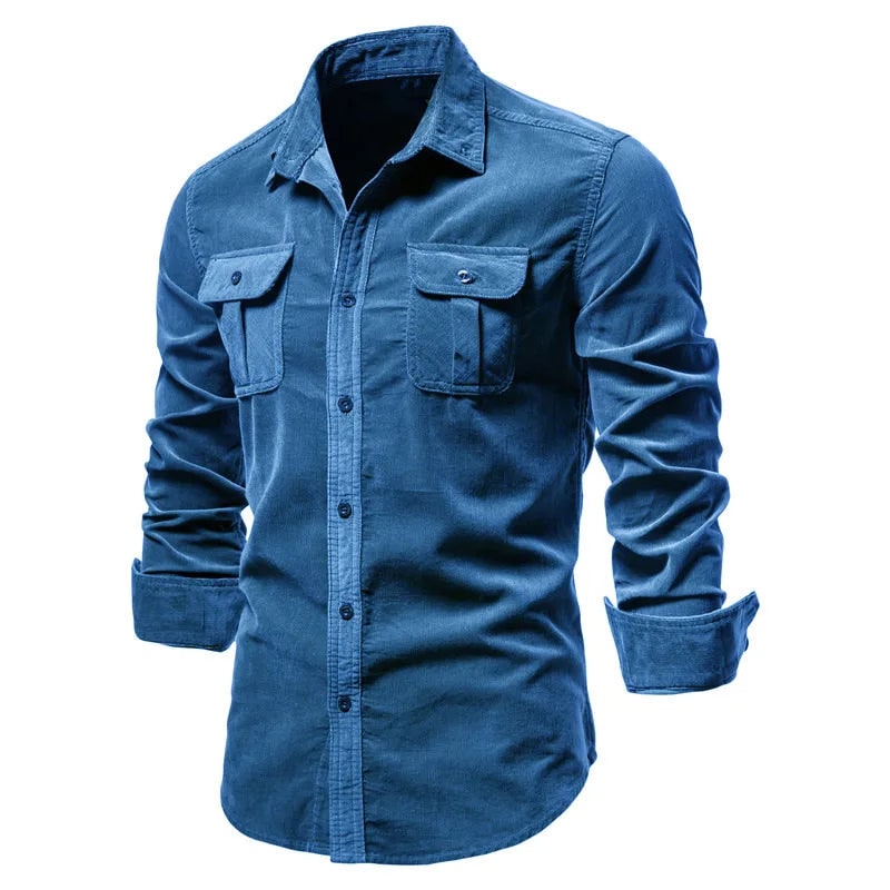 Astoria Slim-Fit Corduroy Shirt - Blue