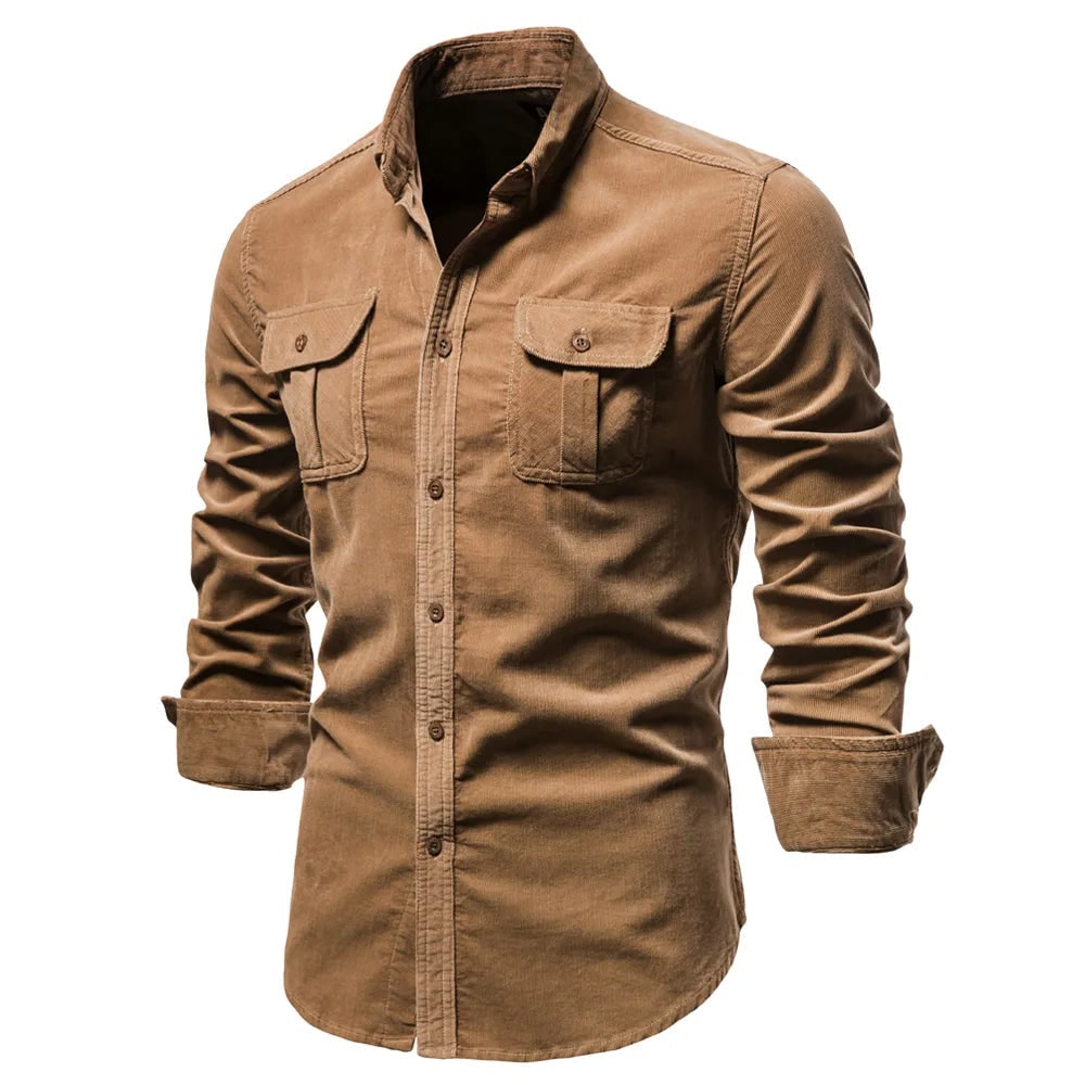 Astoria Slim-Fit Corduroy Shirt - Brown