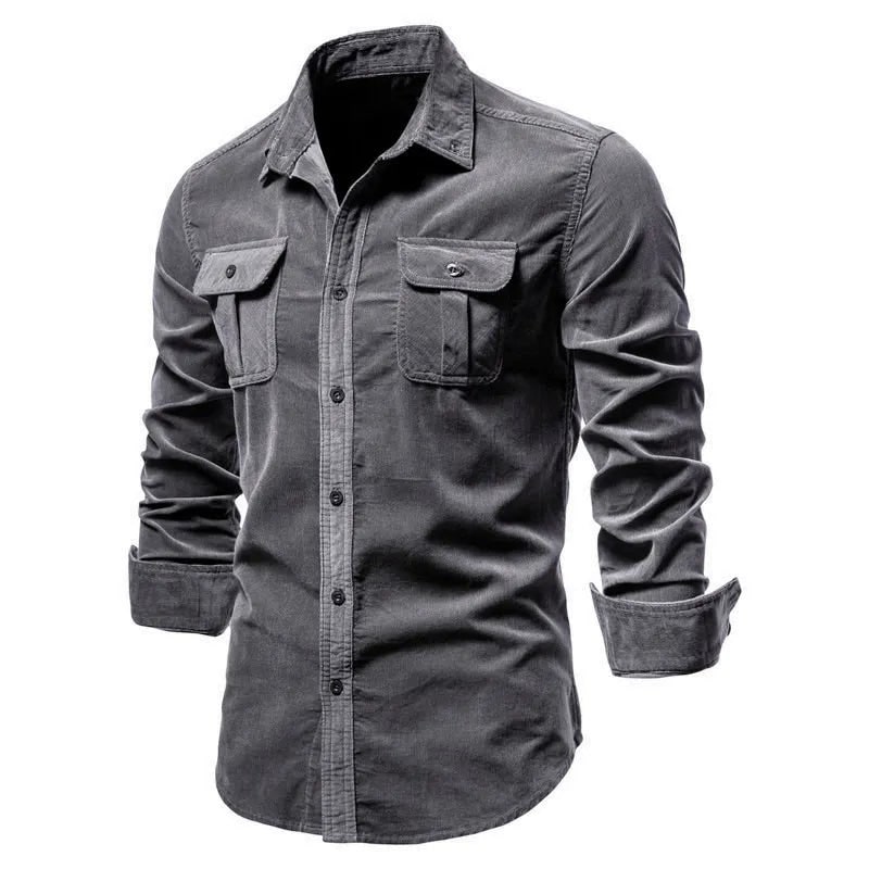 Astoria Slim-Fit Corduroy Shirt - Gray