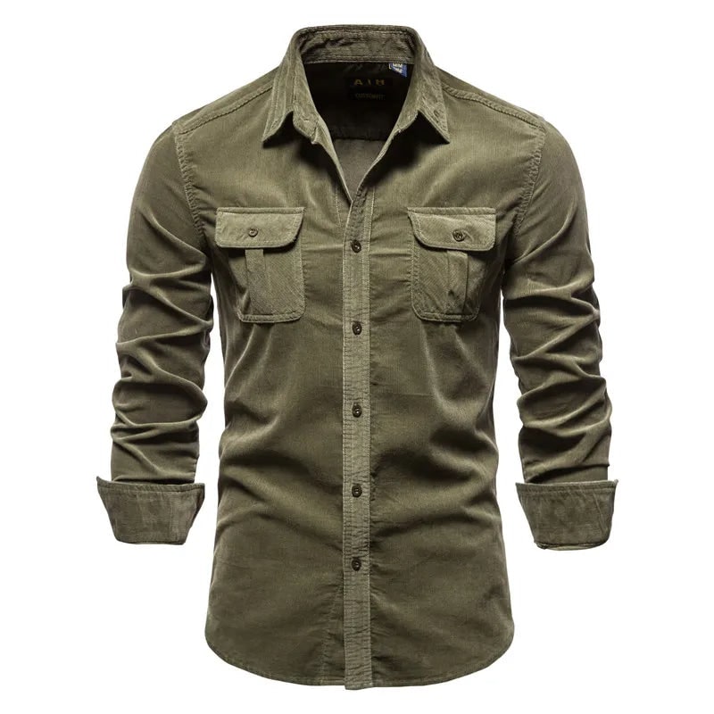 Astoria Slim-Fit Corduroy Shirt - Green