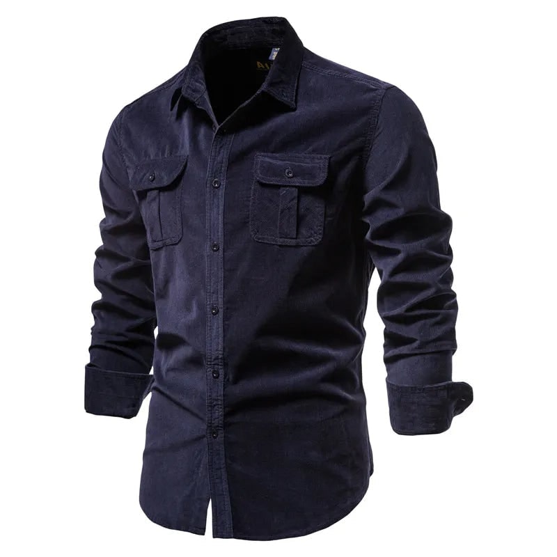 Astoria Slim-Fit Corduroy Shirt - Navy