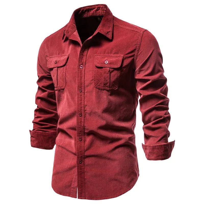 Astoria Slim-Fit Corduroy Shirt - Red