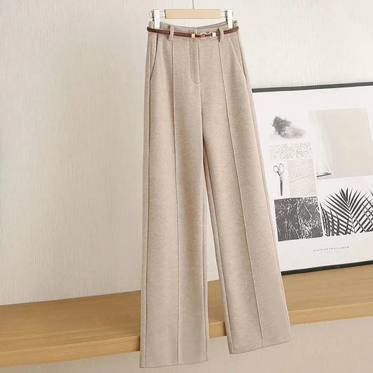 Aveline Wool Straight-Leg Trousers - Apricot