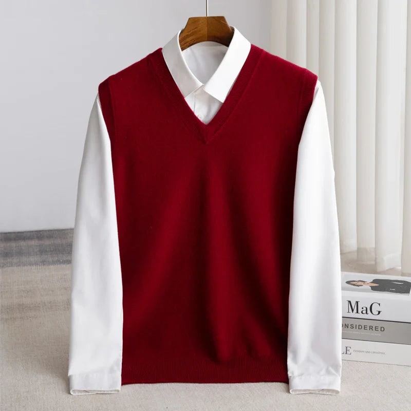 Bellagio Merino Sweater Vest - Burgundy