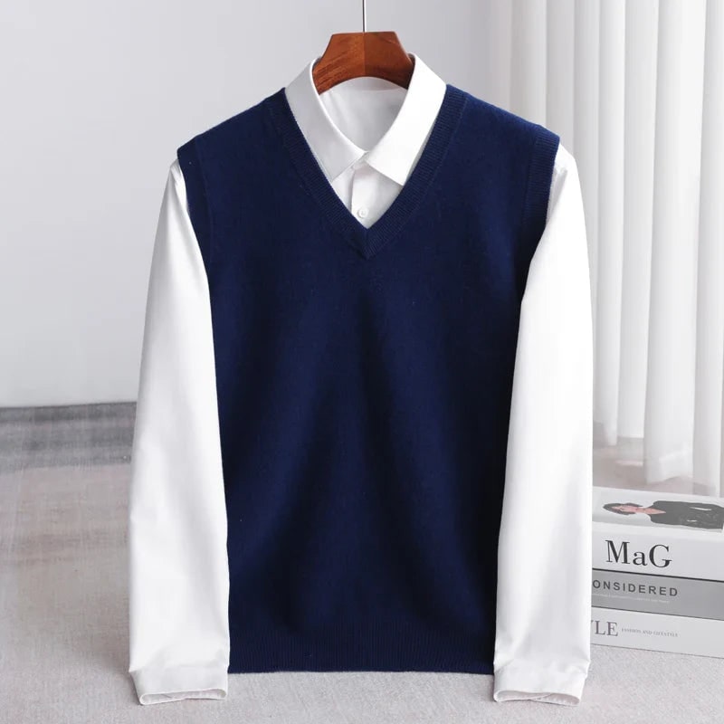Bellagio Merino Sweater Vest - Navy Blue