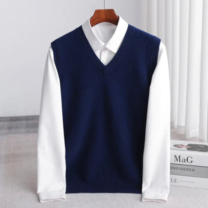 Bellagio Merino Sweater Vest - Navy Blue