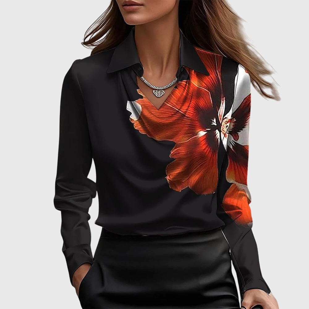 Blouse for Women - Black Red