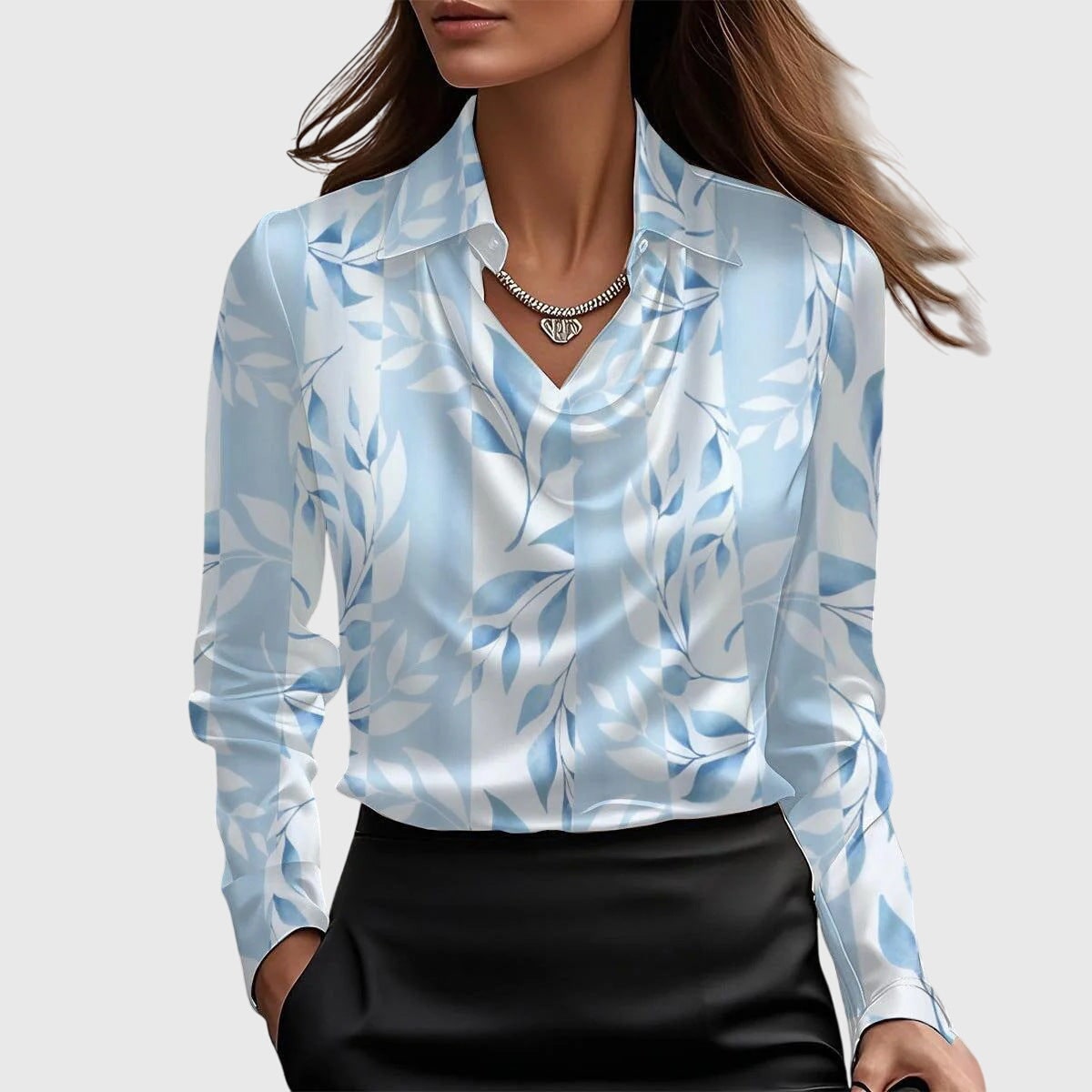 Blouse for Women - Light Blue Floral
