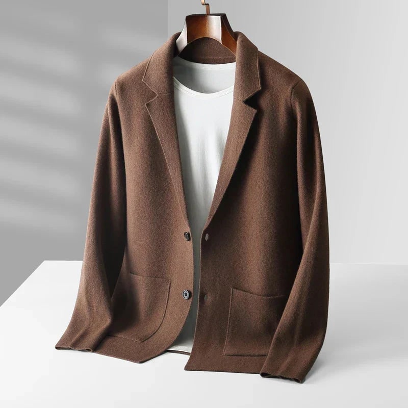 Cashmere Cardigan for Men - Chestnut Brown