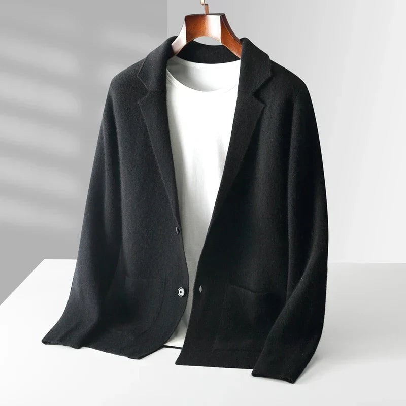 Cashmere Cardigan for Men - Classic Black