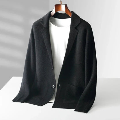 Cashmere Cardigan for Men - Classic Black