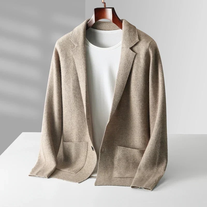 Cashmere Cardigan for Men - Sandstone Beige