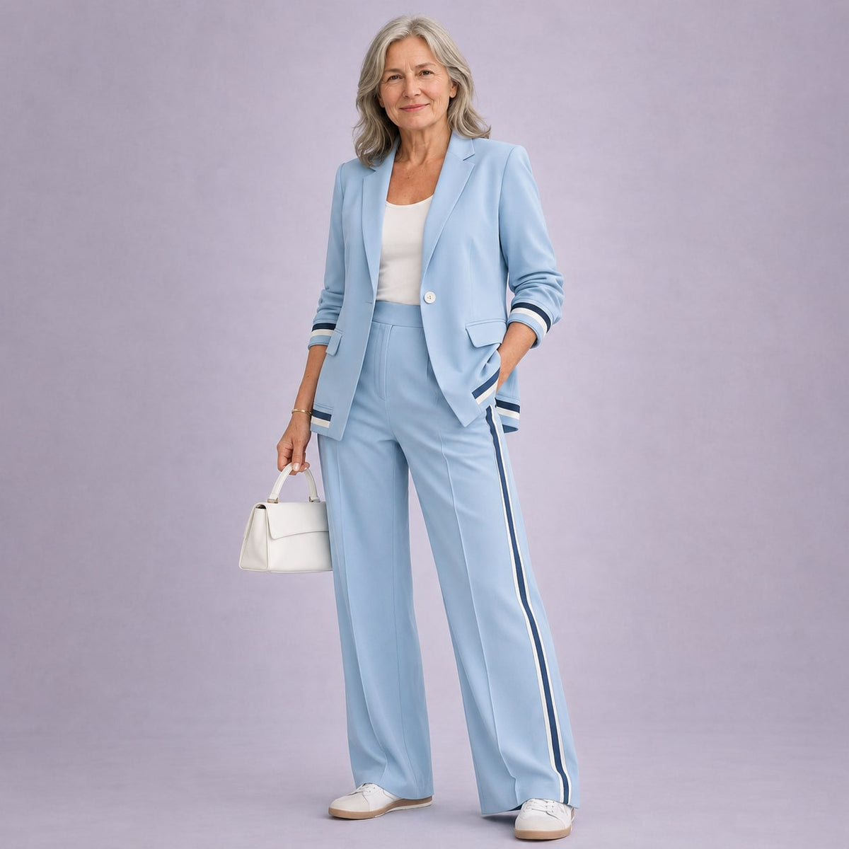 Casual Suit Set for Women - Light Blue