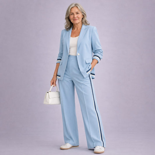 Casual Suit Set for Women - Light Blue