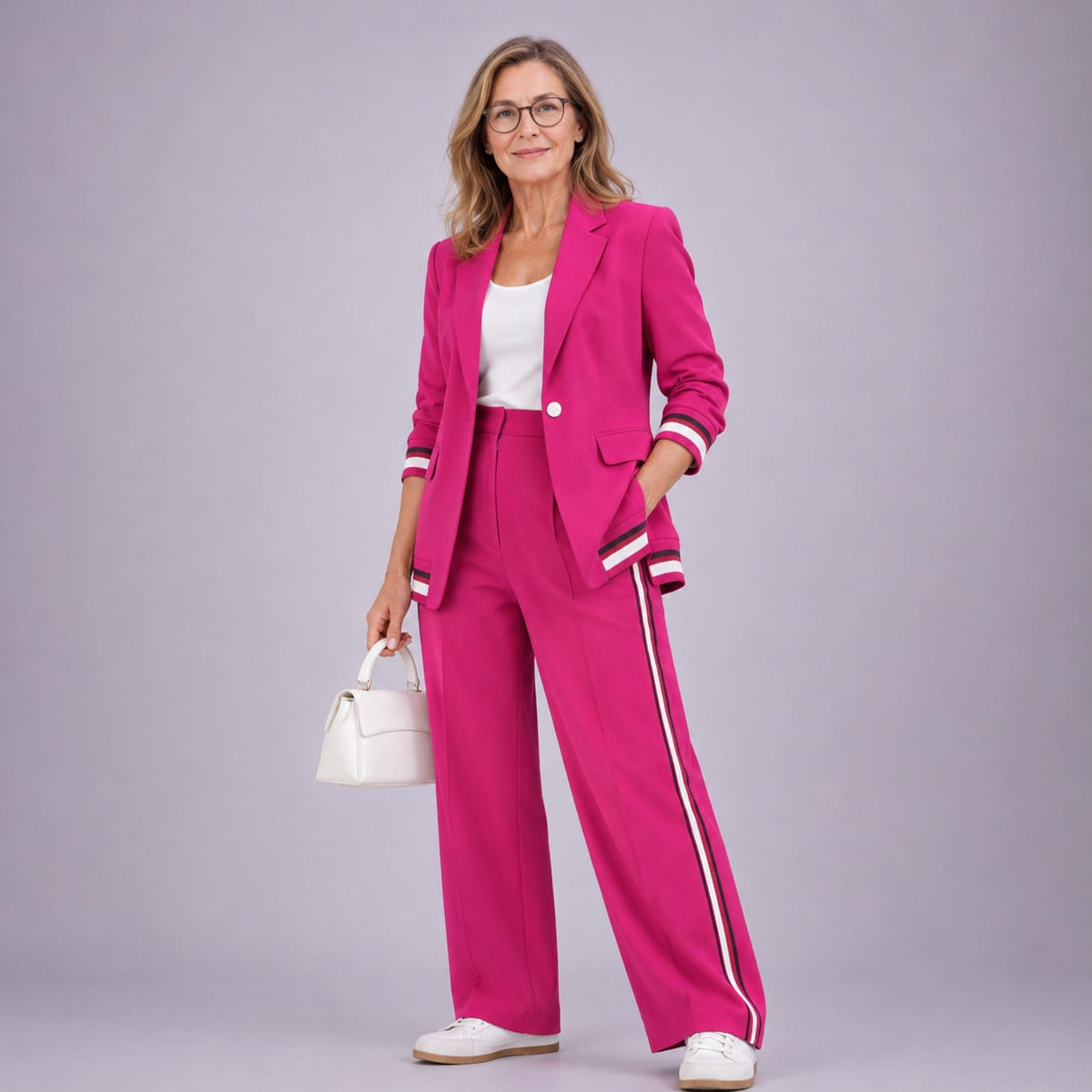 Casual Suit Set for Women - Rose Red