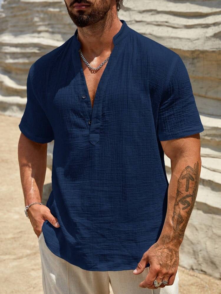 Casual Textured Shirt - Navy Blue
