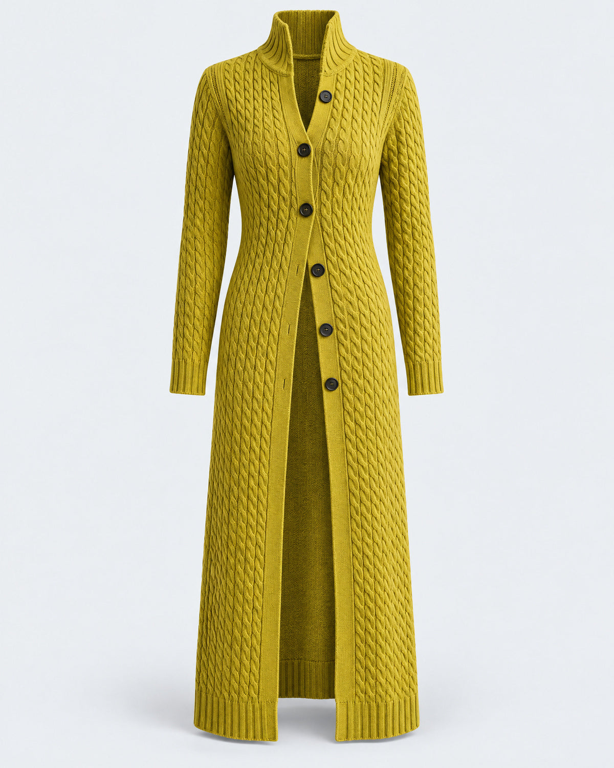 Long Cable-Knit Duster Cardigan for Women – clean studio photo