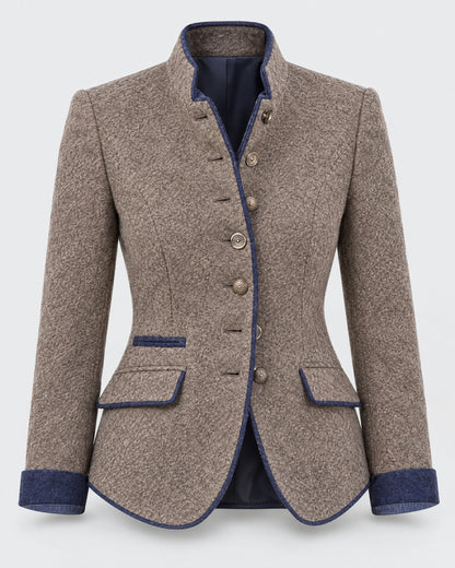 Contrast-Trim Wool Blazer for Women – clean studio photo