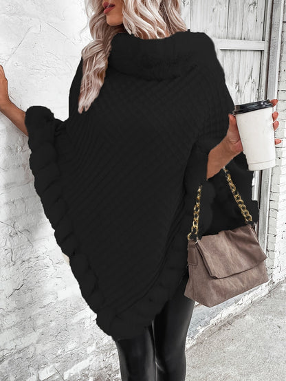 Comfortable Faux Fur Trim Poncho for Women