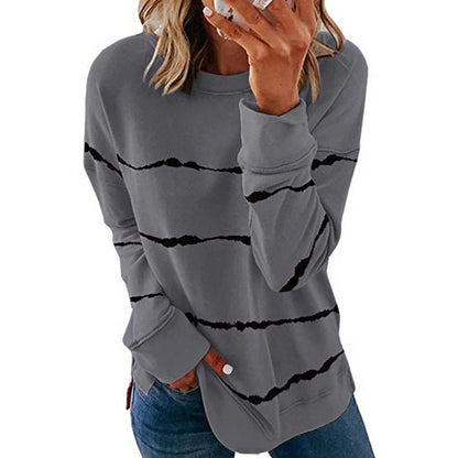 Comfortable Striped Sweatshirt for Women - Dark Gray