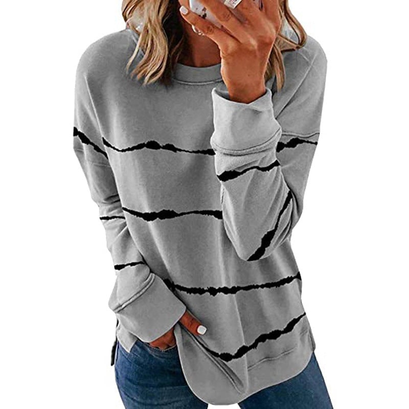 Comfortable Striped Sweatshirt for Women - Gray