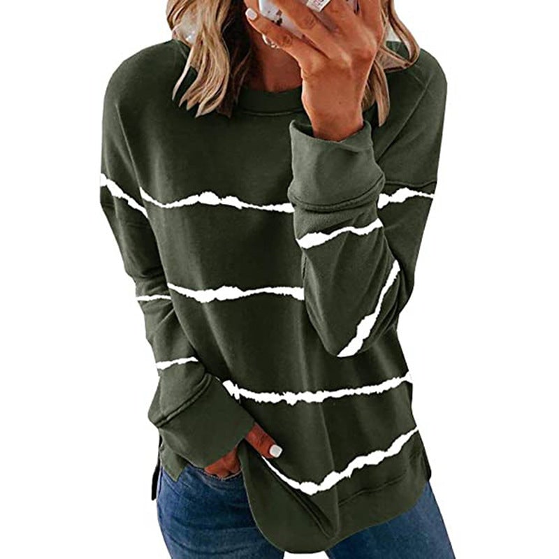Comfortable Striped Sweatshirt for Women - Green
