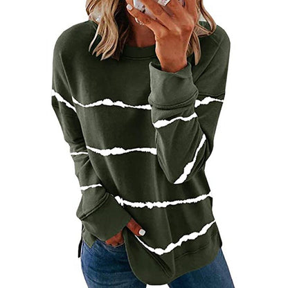Comfortable Striped Sweatshirt for Women - Green