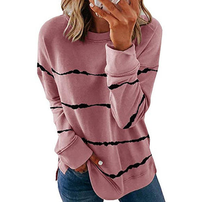 Comfortable Striped Sweatshirt for Women - Pink