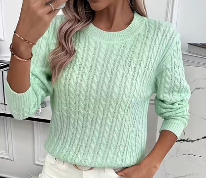 Crew-Neck Cable-Knit Sweater for Women