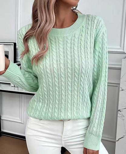 Crew-Neck Cable-Knit Sweater for Women