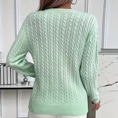 Crew-Neck Cable-Knit Sweater for Women
