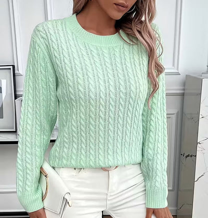 Crew-Neck Cable-Knit Sweater for Women