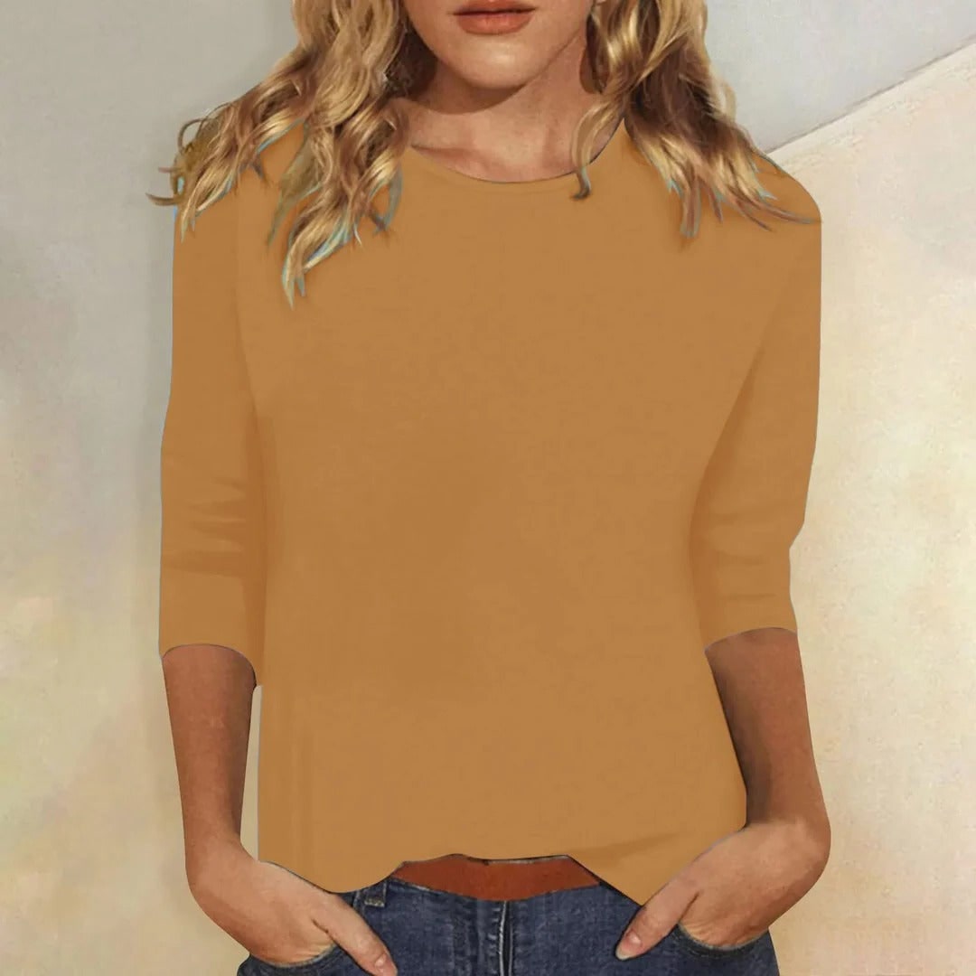Crew Neck Top for Women - Brown