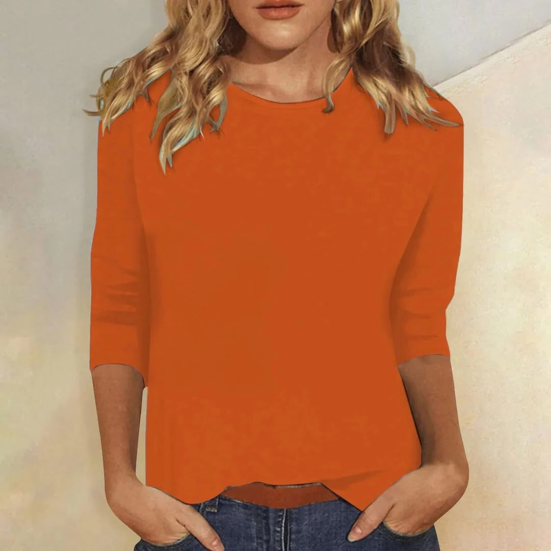 Crew Neck Top for Women - Orange