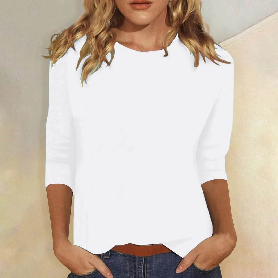 Crew Neck Top for Women - White