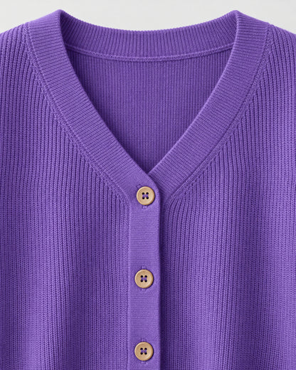 Ribbed V-Neck Cardigan for Women – close-up detail