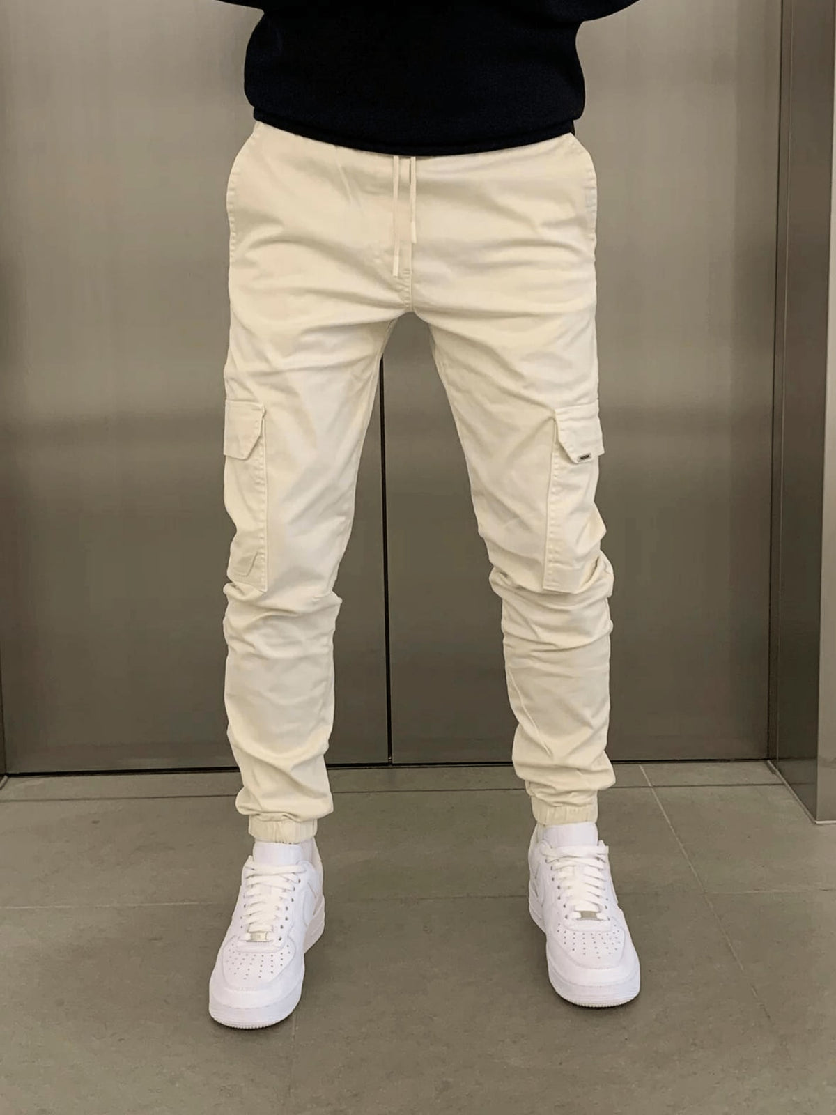 Drawstring Cargo Pants for Men - Beige