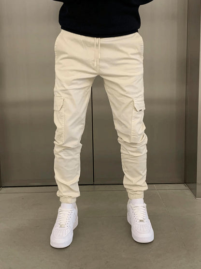 Drawstring Cargo Pants for Men - Beige