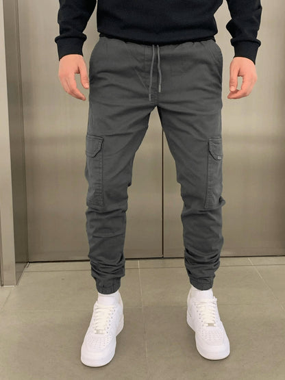 Drawstring Cargo Pants for Men - Grey