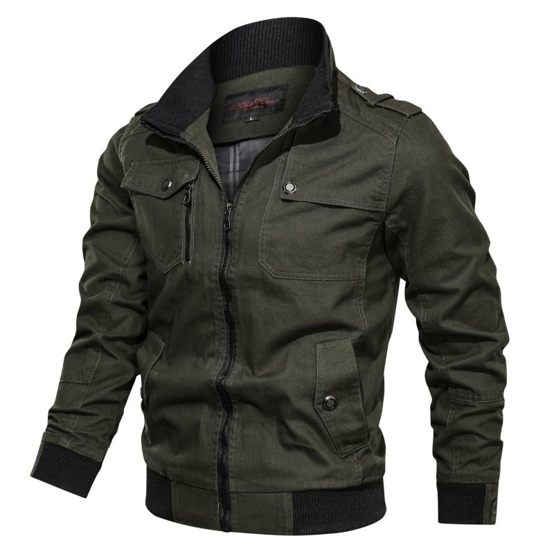 Field Bomber Jacket with Multiple Pockets - Green 2