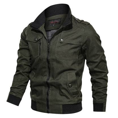 Field Bomber Jacket with Multiple Pockets - Green 2