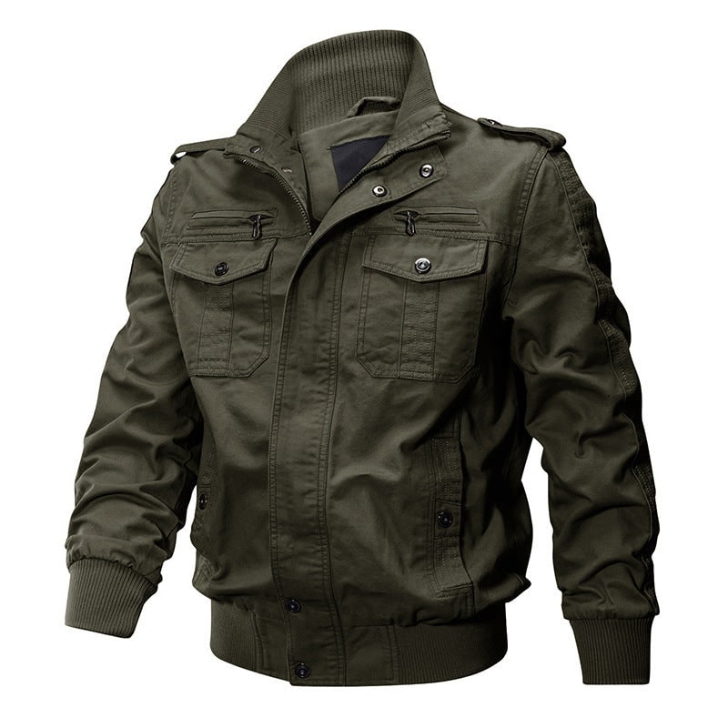 Field Bomber Jacket with Multiple Pockets - Green