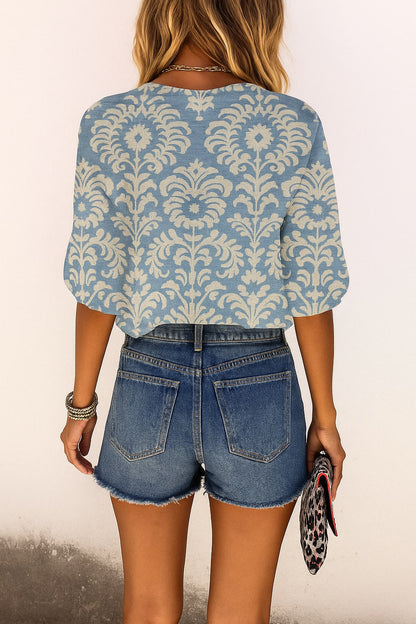 Floral Button-Front Blouse