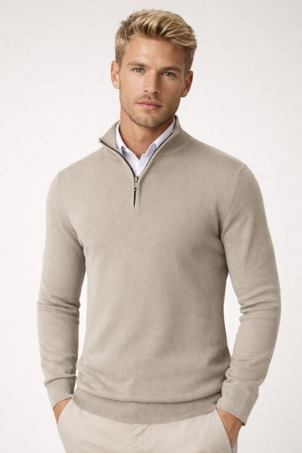 Half Zip High Neck Sweater for Women