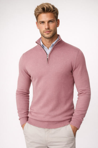 Half Zip High Neck Sweater for Women - Pink