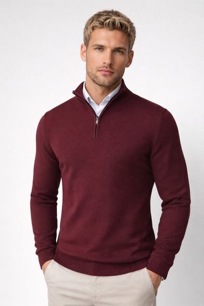 Half Zip High Neck Sweater for Women - Red