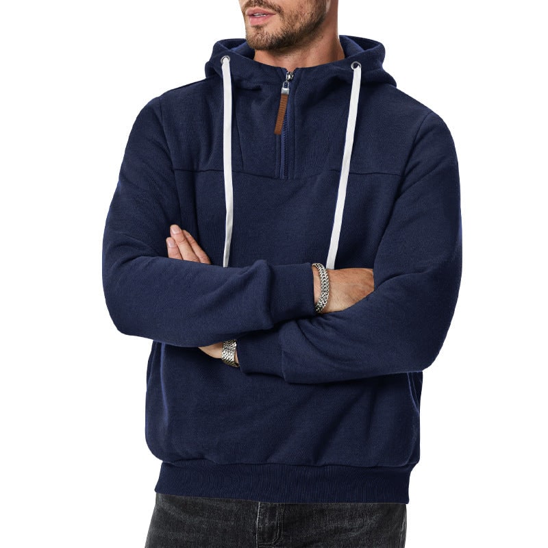 Half-Zip Hooded Pullover for Men - Midnight Blue