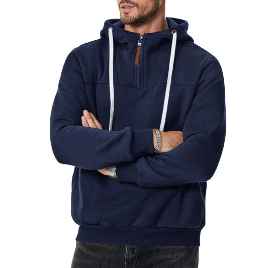 Half-Zip Hooded Pullover for Men - Midnight Blue