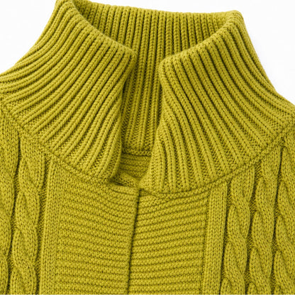 High-Collar Cable-Knit Duster Cardigan for Women