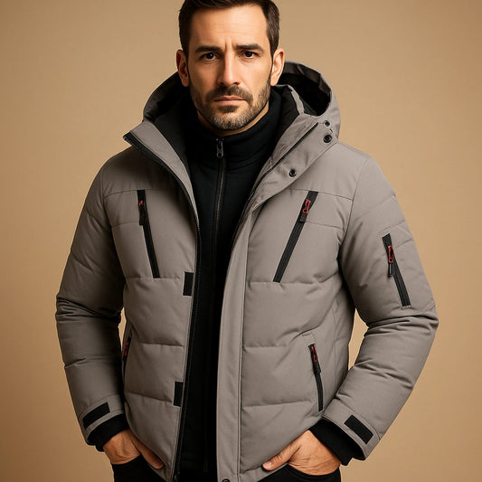 Hooded Quilted Puffer Winter Jacket - Grey